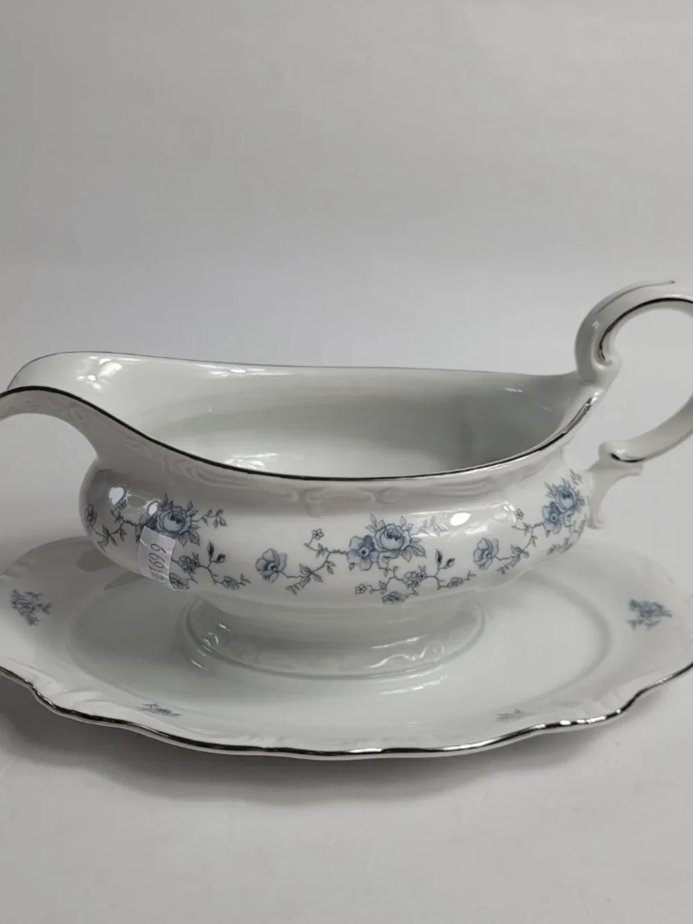 Johann Haviland Blue Garland Gravy Boat White Blue Flowers NEW Old Stock